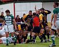 Tom Rawlings scores under a mass of bodies